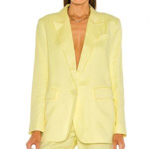 REVOLVE Bardot Summer Linen Blazer Jacket in "Sunshine" Yellow Size Small NWT